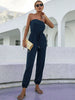 JIM & NORA Womens Strapless Jumpsuit Casual Loose Off Shoulder Drawstring Long Pants One Piece Romper For Daily Office Party