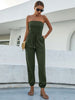 JIM & NORA Womens Strapless Jumpsuit Casual Loose Off Shoulder Drawstring Long Pants One Piece Romper For Daily Office Party