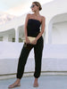 JIM & NORA Womens Strapless Jumpsuit Casual Loose Off Shoulder Drawstring Long Pants One Piece Romper For Daily Office Party