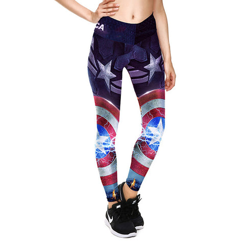 New High Waist Women Leggings Captain America Shield 3D Printed Slim Jeggings XS-XL Plus Size Fitness Leggings