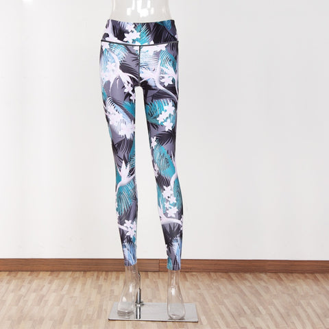 New Flower Leaf Print Leggings Women Not Transparent Fitness Slim Jeggings Sporting Pants Elastic Leggins Drop Ship