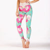 New Flower Printed Women High Waist Push Up Leggings Fashion Hips Pockets Elastic Skinny Dry Quick Fitness Leggings