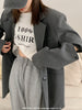 JMPRS Design Sleeve Hollow Blazers Womens  Single Breasted Loose Striped Jacket Suit Fall 2023 Baggies Ladies Tops