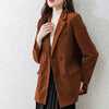 JMPRS England Style Corduroy Suit Jacket Women Fall 2023 Double Breasted Blazer Mujer Casual All-match Slim Fit Coat Outwear
