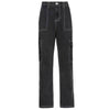 JMPRS Pockets Patchwork Women Baggy Jeans Y2K Streetwear 100% Cotton Denim Pants Loose Cargo Harajuku Black Trousers