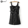 Designer Spaghetti Strap PU Leather 2022 Spring Summer Bandage Dress Women Chic Sundress Office Dresses vestido de festa