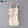 Designer Spaghetti Strap PU Leather 2022 Spring Summer Bandage Dress Women Chic Sundress Office Dresses vestido de festa