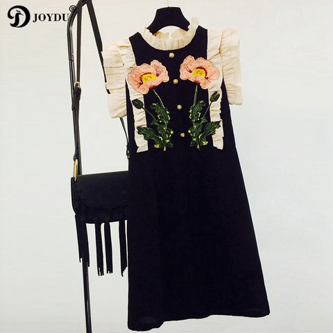 Summer Dress 2022 New Runway Flora Embroidery Ruffles Pearls Vintage Dresses for Women Sweet Party Dress Beach Vestidos