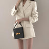 JPQF 2023 Suit Jacket Female Spring Summer Solid Color Korean Version Design British Style Lady Women Crop Blazer Fashion