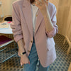 [JPQF] Suit Jacket 2023 Spring Korean Version Loose British Style Pink Suit Jacket Female Commuter Coats Blazer Women S-XL