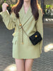 [JPQF] Suit Jacket Woman 2023 Spring Autumn Little Senior Temperament Leisure Commuting Loose Green Suit Blazer Set S-XL