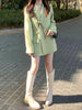 [JPQF] Suit Jacket Woman 2023 Spring Autumn Little Senior Temperament Leisure Commuting Loose Green Suit Blazer Set S-XL