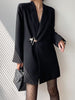 [JPQF] Suit jacket female 2023 Spring and Autumn Hepburn style French style long black suit dress design sense jacket S-XL