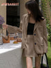 [JPQF] Summer Female Commuter Polyester 2023 Suit Coat British Leisure Retro Korean Khaki Suit Womens Blazers Coat Jacket
