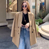 [JPQF] White Suit Jacket Woman 2023 Spring and Autumn Korean Version Loose Casual Temperament Double-breasted Jacket Woman