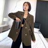 [JPQF] Women's Suit Jacket Spring and Autumn 2023 Korean Version Loose Double-breasted Suit Women Blazer Black S-XXL