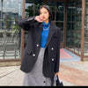 [JPQF] Women's Suit Jacket Spring and Autumn 2023 Korean Version Loose Double-breasted Suit Women Blazer Black S-XXL