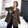 [JPQF] Women's Suit Jacket Spring and Autumn 2023 Korean Version Loose Double-breasted Suit Women Blazer Black S-XXL