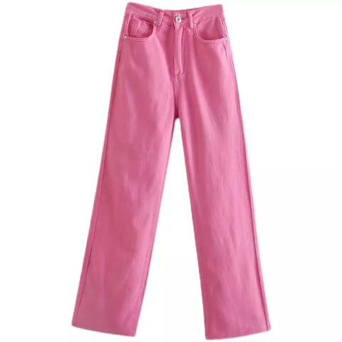 JQK 2022 spring women's European and American high-waisted straight-leg jeans Y2K trend multi-color straight-leg jeans women