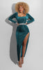 JRRY Casual Women High Slit Ribbed Dress Long Sleeve Ribbed Dresses Rib Long Maxi Dress Vestidos