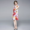 JSXDHK Runway Designer Sleeveless Women Dress Summer Printed Petal Floral Tank Vest A-Line Dress Vintage Bodycon Dress