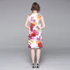 JSXDHK Runway Designer Sleeveless Women Dress Summer Printed Petal Floral Tank Vest A-Line Dress Vintage Bodycon Dress