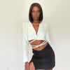 JULISSA MO Blazer Mini Skirt Two Piece Sets 2023 Autumn Women Casual Lace up Tops High Split Skirt Suit Femme Sexy Partywear