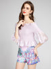 JUNLINNA Two Piece Pants Slash Neck Elastic Top+Short Printed Pants 2 Pieces Set Spring Summer Princess Wear Sets