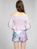 JUNLINNA Two Piece Pants Slash Neck Elastic Top+Short Printed Pants 2 Pieces Set Spring Summer Princess Wear Sets