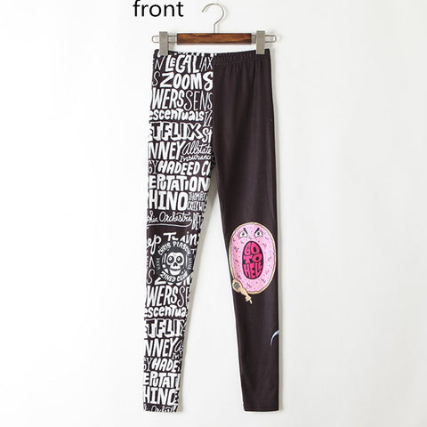 women gothic leggings pink thin soft lacina for girls fitness letter printed graffiti 3D harajuku punk rock pants