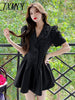 JXMM 2023 Summer Design Puff Sleeves Elegant Temperament Suit Two-Piece Slim Dress Women's Skirt