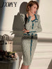 JXMY Autumn And Winter Products Woolen Bright Silk Commuter Elegant Temperament Women Slim Long-Sleeve Dress