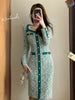 JXMY Autumn And Winter Products Woolen Bright Silk Commuter Elegant Temperament Women Slim Long-Sleeve Dress