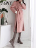 imCharms 2023 Autumn And Winter Double-Sided Cashmere Temperament Coat Women's Mid-Length Loose Side Slit Woolen Coat