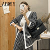 imCharms 2023 Autumn And Winter Retro Houndstooth Single-Breasted Shirt + Straight Pants Suit Women