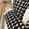 imCharms 2023 Autumn And Winter Retro Houndstooth Single-Breasted Shirt + Straight Pants Suit Women
