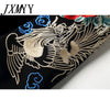 imCharms 2023 Autumn Comfortable Cotton Embroidered Suit Women's Raglan Sleeves Black fLong Two-Piece Suit