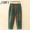 imCharms 2023 Korean Version Of The Summer Large Size Plaid Two-Piece Suit All-Match Casual Pants Loose Top Women