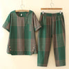 imCharms 2023 Korean Version Of The Summer Large Size Plaid Two-Piece Suit All-Match Casual Pants Loose Top Women