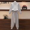 imCharms 2023 Autumn Simple Plus Size Dress Female Net Red Temperament Thin Cardigan Knitted Suit