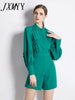 imCharms 2023 Autumn And Winter Cotton Linen Eelegant Temperament Stand-Up Collar Single-Breasted Stitching Women's Suit