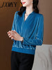 imCharms 2023 Autumn And Winter Elegant Temperament Top Women's Long-Sleeved V-Neck Large Size T-Shirt Sweater