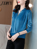 imCharms 2023 Autumn And Winter Elegant Temperament Top Women's Long-Sleeved V-Neck Large Size T-Shirt Sweater