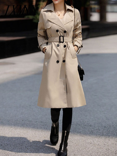 imCharms 2023 Autumn And Winter British Style Elegant Temperament Mid-Length Thin Trench Coat Women's Coat
