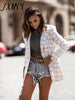 imCharms 2023 Autumn And Winter Elegant Temperament Long-Sleeved Double-Breasted Plaid Print Suit Women's Small Coat