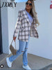 imCharms 2023 Autumn And Winter Elegant Temperament Long-Sleeved Double-Breasted Plaid Print Suit Women's Small Coat