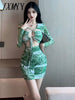 imCharms 2023 Autumn And Winter Long-Sleeved Hollow Sexy Temperament Low-Cut European And American Dress Women