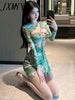 imCharms 2023 Autumn And Winter Long-Sleeved Hollow Sexy Temperament Low-Cut European And American Dress Women