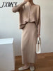 imCharms 2023 Autumn And Winter Single-Breasted Sweater Coat Cardigan Long Half Skirt Casual Two-Piece Women's Clothing