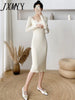 imCharms 2023 Autumn And Winter Sweater Skirt Light Mature Style Sexy Package Hip Bottoming Knitted Dress Women